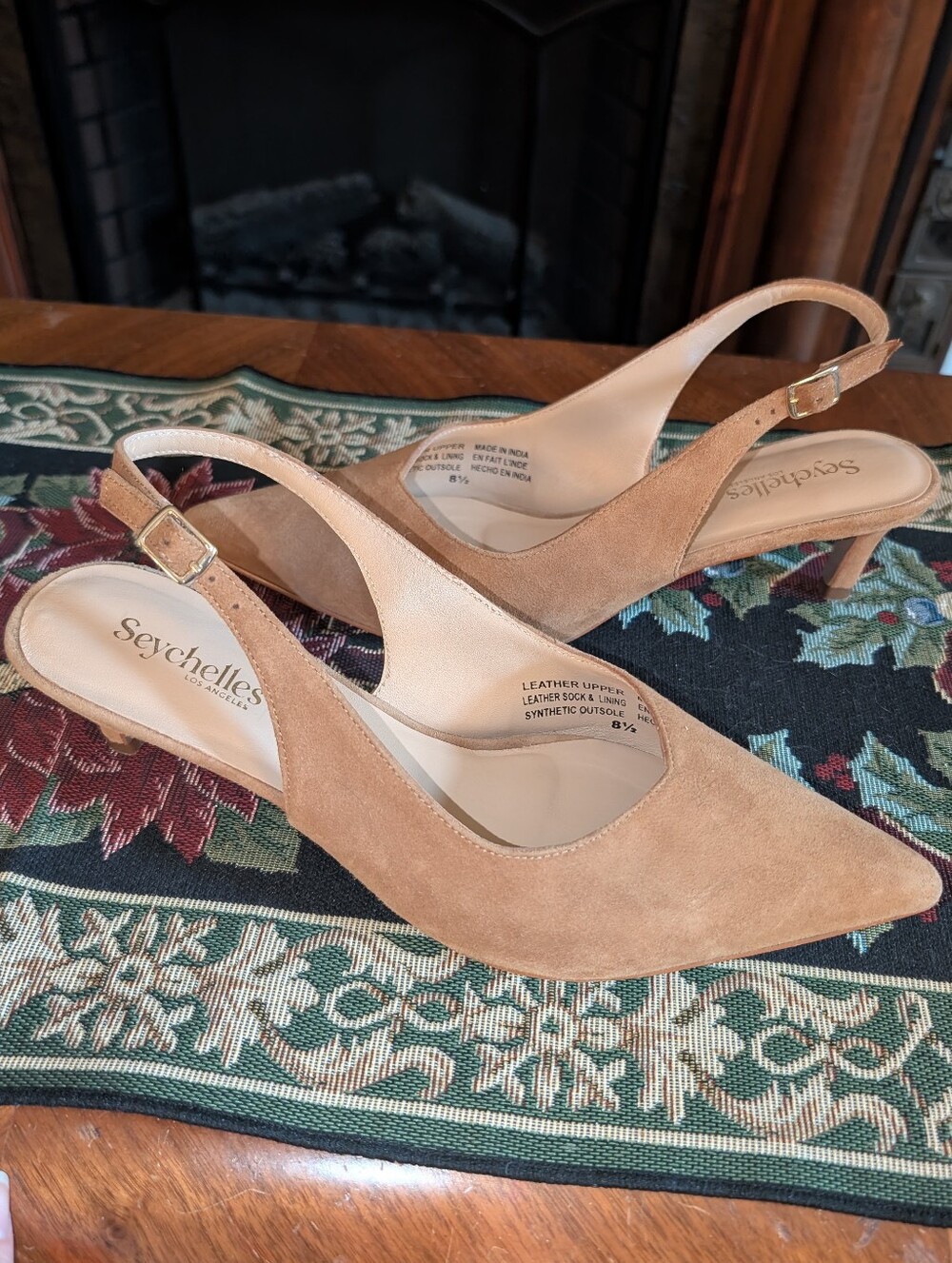 Seychelles Tan Suede Slingback Kitten Heels